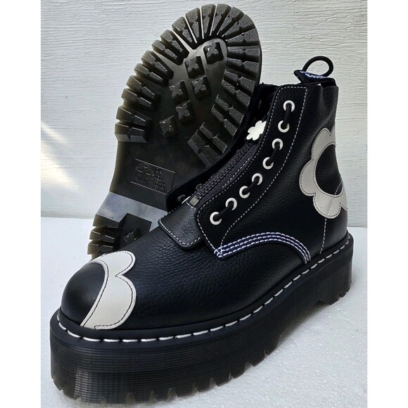 New DR. MARTENS SINCLAIR FLOWER PISA LEATHER PLATFORM BOOTS Women's Size 10 - Picture 1 of 13
